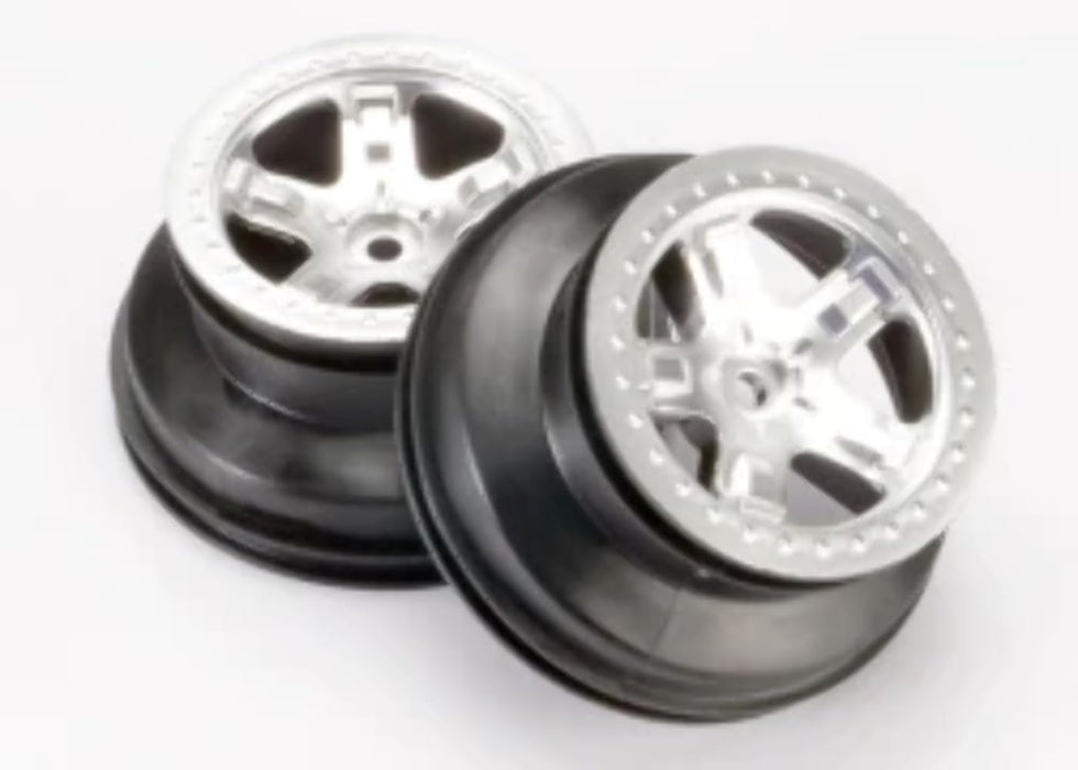 Traxxas 5874 SCT Satin Chrome Beadlock-Style wheels 2WD Front (pair)