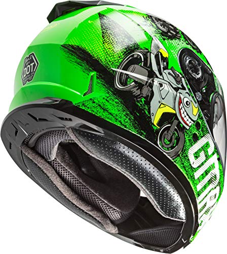 GMAX GM-49Y Beasts, Youth Full-Face Helmet, DOT Approved for Motorcycles, ATVs, Dirt Bikes and More (NEON Green/HI-VIS)