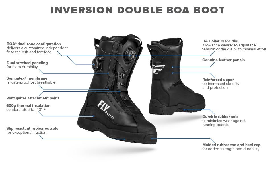 Fly Racing Snow BOA Inversion Boot (Black, 8)