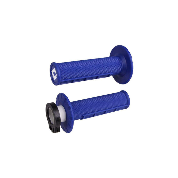 DIRTFREAK ODI H36HWU Blue Grips, Half-waffle Design with Throttle Tube for Dirt Bike