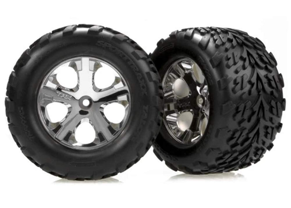 Traxxas 3668 Talon Tires Pre-Glued on 2.8" Chrome All Star Wheels Electric Rear (pair)