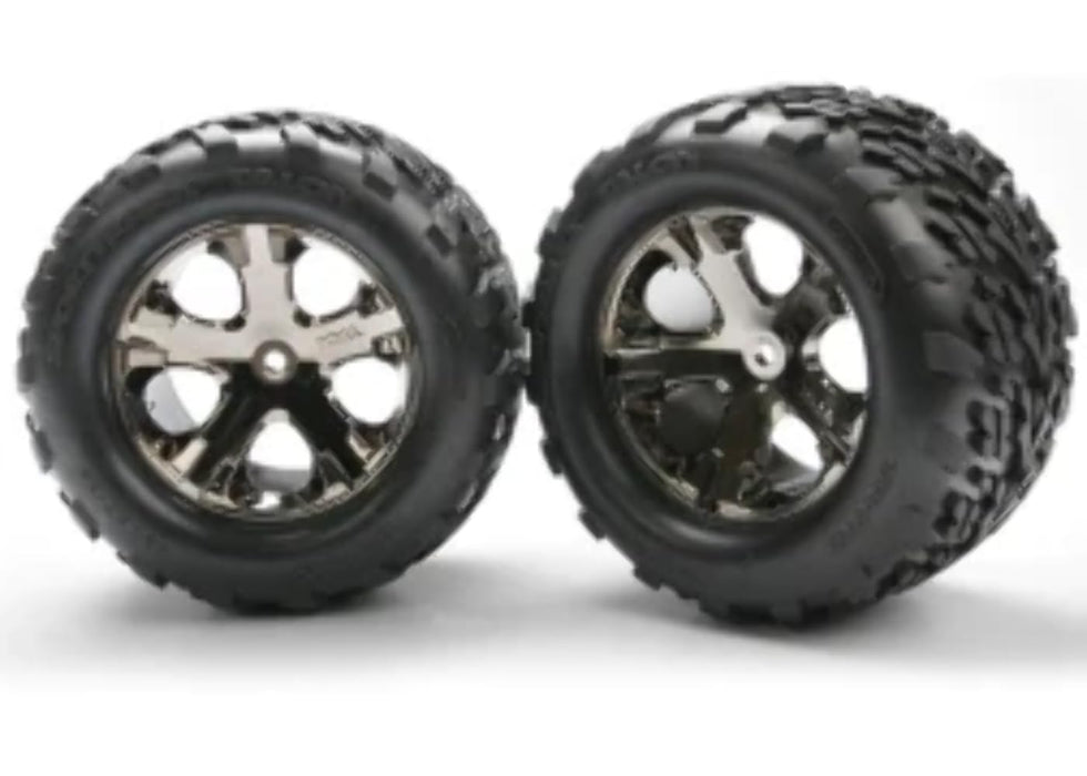 Traxxas 3668A Talon 2.8" Tires Assembled on All-Star Black-Chrome Wheels