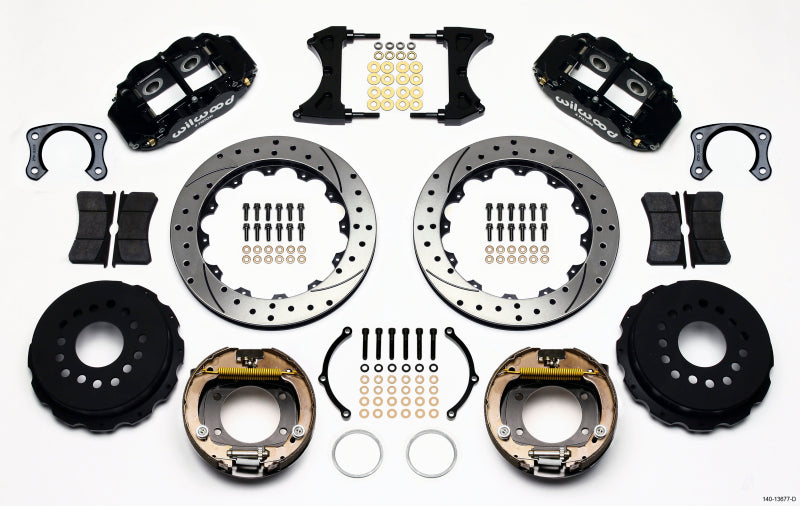 Wilwood Narrow Superlite 4R Rear P-Brk Kit 12.88in Drilled Big Ford New Style 2.50in Off Stag Mount 140-13677-D