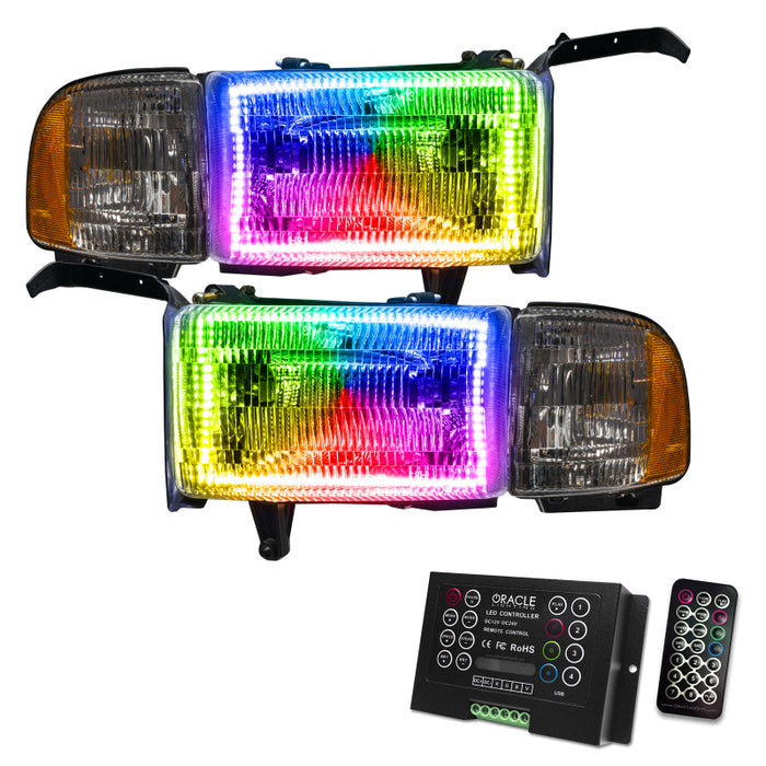 Oracle 94-02 Compatible with Dodge Ram Pre-Assembled Halo Headlights ColorSHIFT w/ 2.0 Controller SEE WARRANTY 8167-333