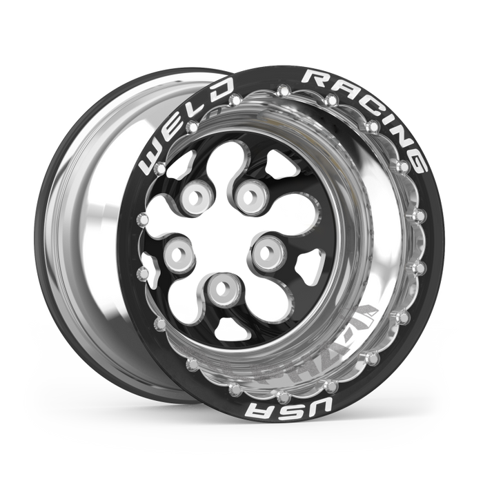 Weld Alpha-1 15x14 / 5x4.75 BP / 4in. BS Black Wheel Black Double Beadlock MT 83B-514278MB