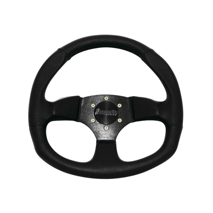 Dragonfire Racing D-Shaped Steering Wheel (Vinyl/No Offset) (Black) 04-0004