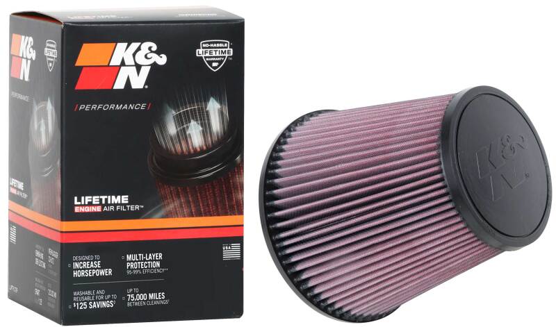 K&N Universal Clamp-On Air Filter 3-7/8in FLG / 7-1/2in B / 5in T / 7in H RU-1029