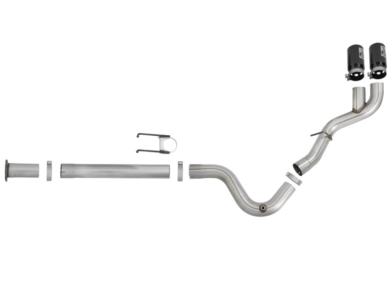 aFe Rebel XD 4in SS DPF-Back Exhaust 17-18 FOrd Diesel Trucks V8-6.7L (td) w/ Dual Black Tips 49-43102-B