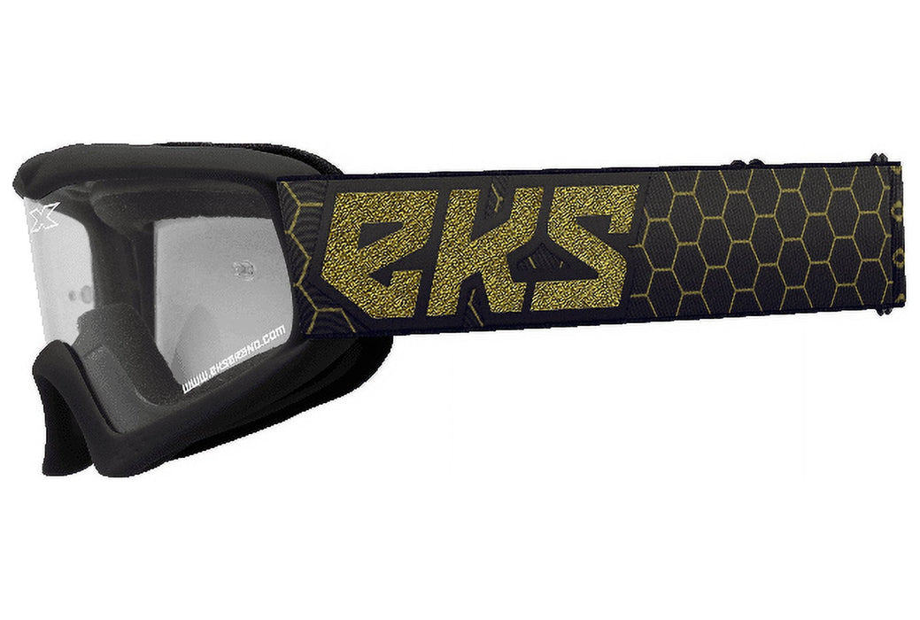 Eks Brand Xgrom Youth Goggle Black/Gold Metallic Clear 067-30350
