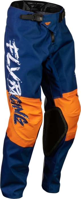 Fly Racing 2023 Youth Kinetic Khaos Pants (White/Navy/Orange, 26)