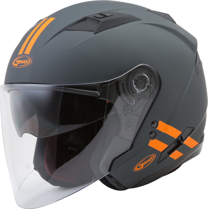 GMAX OF-77 Adult Downey Open-Face Motorcycle Helmet - Matte Grey/Orange / 3X-Large