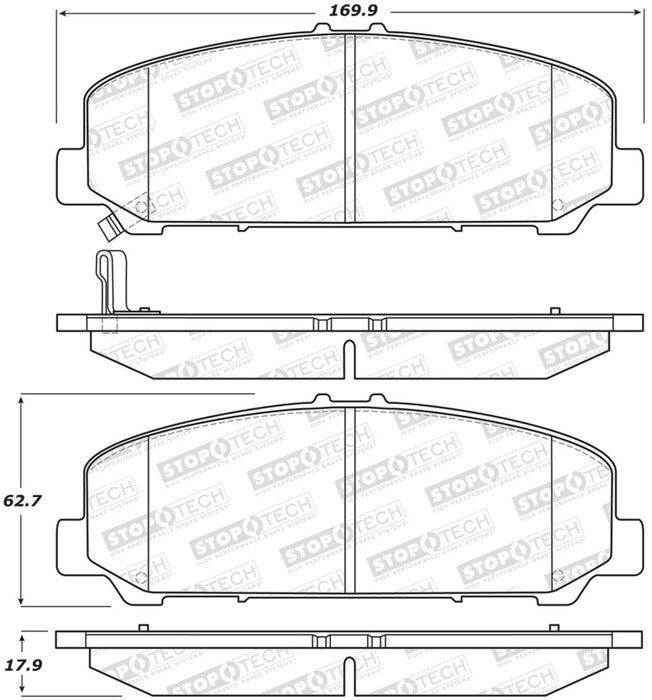 StopTech Sport Brake Pads w/Shims and Hardware Rear 309.1286