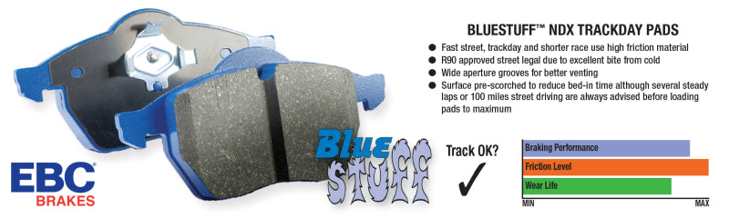EBC Brakes Bluestuff NDX Trackday Brake Pad Set Fits select: 2005-2023 TOYOTA TACOMA, 2003-2023 TOYOTA 4RUNNER