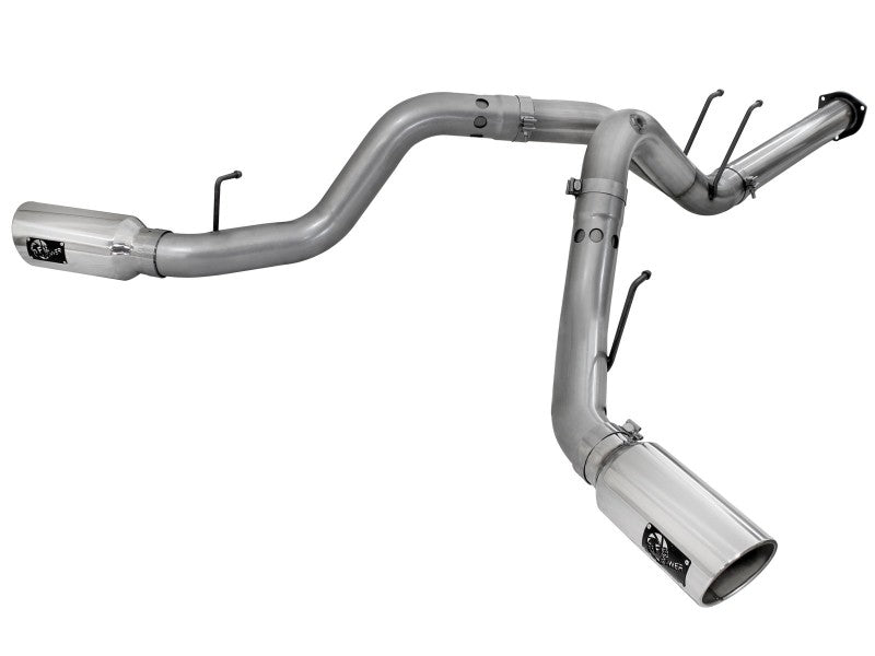 aFe Large Bore-HD 4in 409 Stainless Steel DPF-Back Exhaust w/Polished Tips 15-16 Ford Diesel Truck 49-43122-P