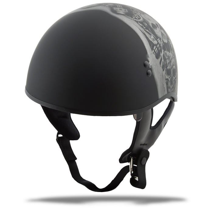 Gmax Hh-65 Half Helmet Tormentor Naked Matte Black/Silver Sm G1654074