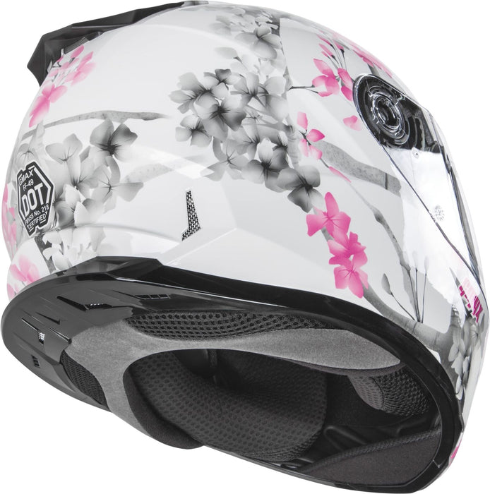 Gmax Ff-49S Full-Face Dual Lens Shield Snow Helmet (White/Pink/Grey, Small)