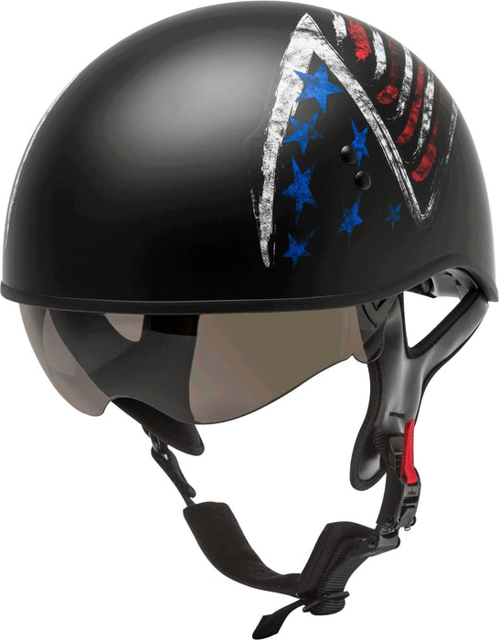 Gmax Hh-65 Naked Bravery Helmet Matte Black/Red/White/Blue, Medium Size;