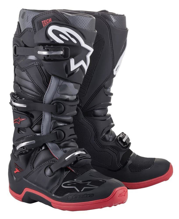 Alpinestars Tech 7 Boots Black/Gray/Red Size 7 2012014-1153-7