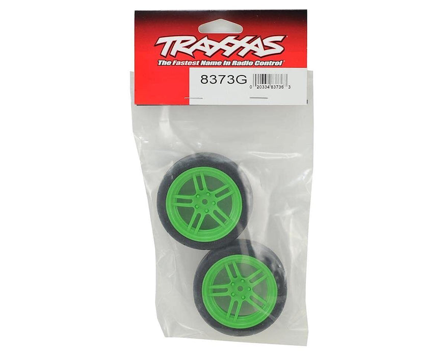 Traxxas Assembled Green Split-Spoke Wheels With 1.9" Response Tires (Front)