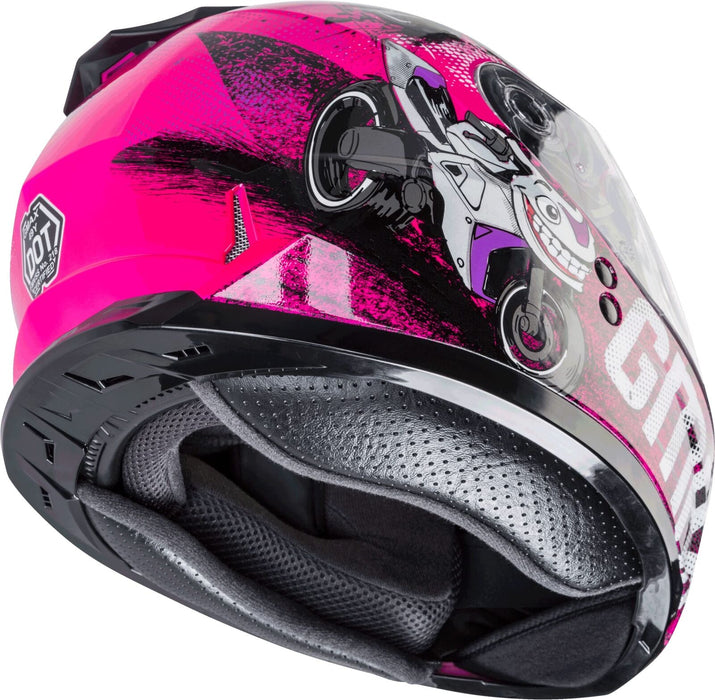 Gmax Gm-49Y Beasts Youth Full-Face Cold Weather Helmet (Pink/Purple/Grey, Youth
