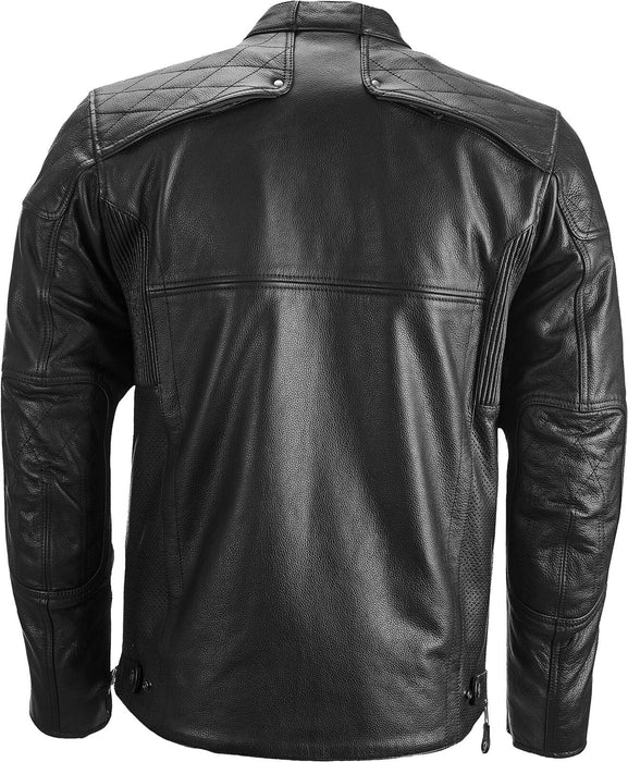 Highway 21 Gasser Jacket, Vintage Black Leather Apparel For Men, Windproof, Waterproof, And Breathable Riding Gear #6049 489-1010~3