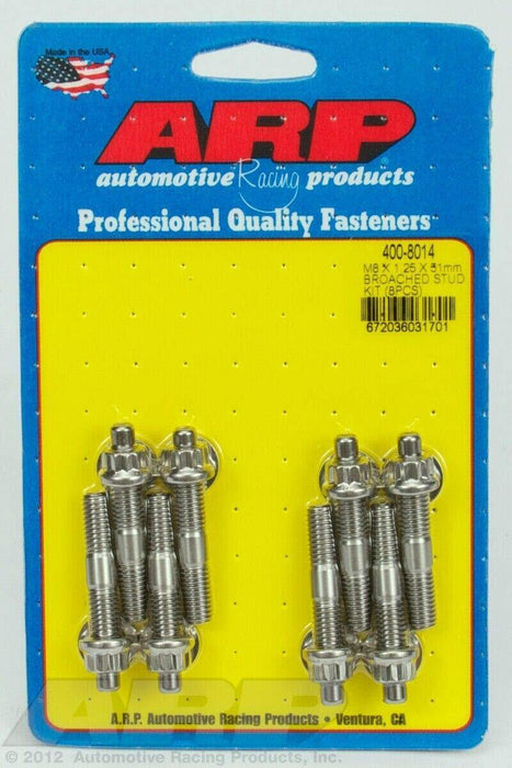 ARP 400-8014 M8 x 1.25 mm Stainless Steel Polished Broached Studs - Pack of 8