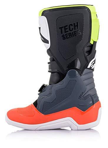 Alpinestars Tech 7S Boots Dark Grey/ Red Flou/Yellow Flou Size 05 2015017-9058-5