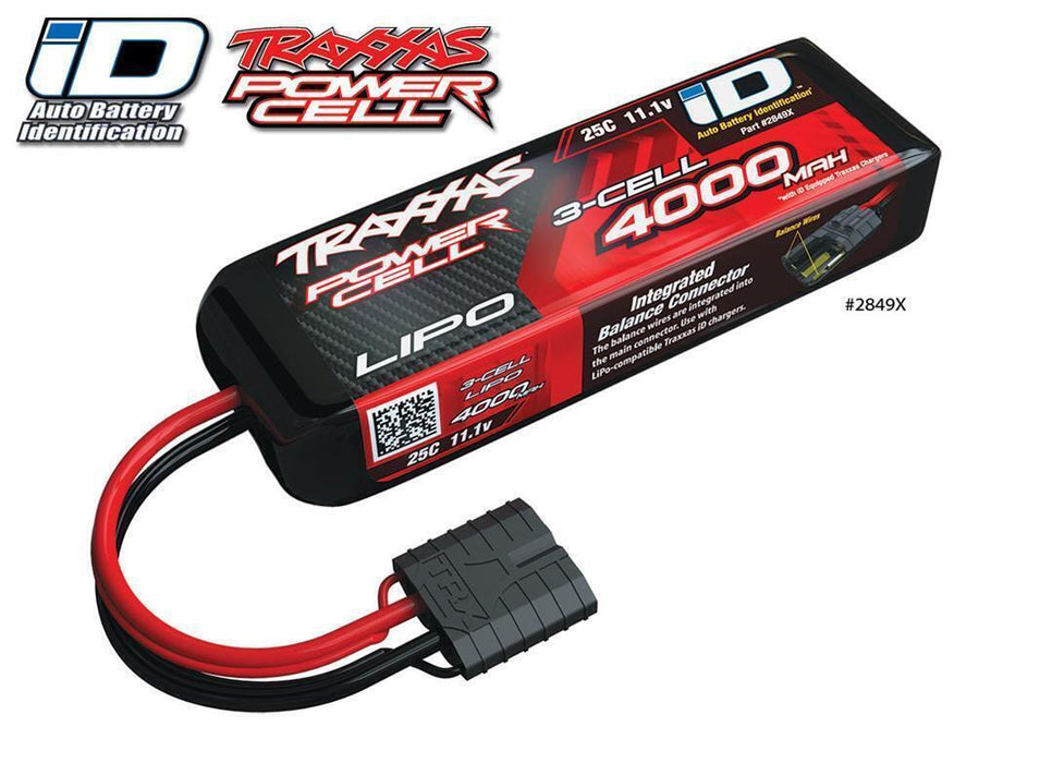 Traxxas Id Power Cell Lipo 11.1V 3-Cell 4000Mah 25C Battery Tra For Rustler