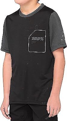 100% Ridecamp Youth Short Sleeve Jersey Black/Charcoal S 40031-00000