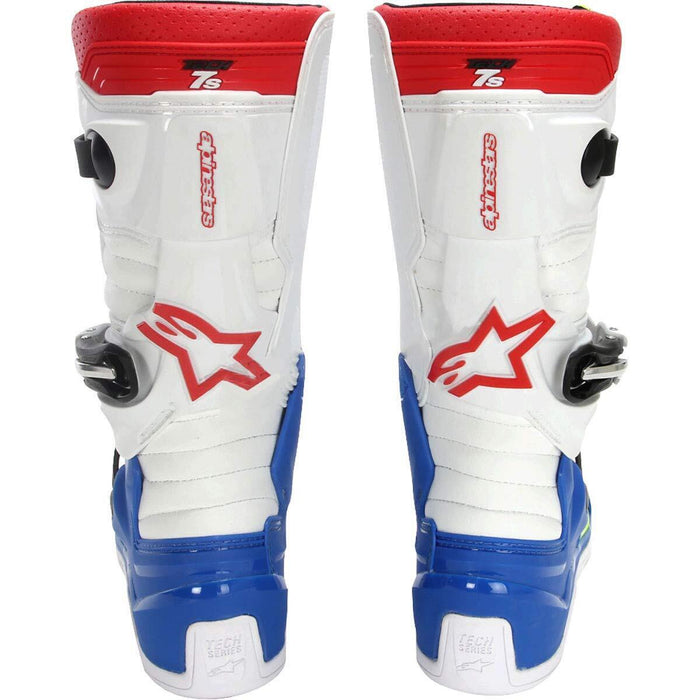 Alpinestars Youth Tech 7S Boots 6 Blue/White/Red/Yellow 2015017-7025-6