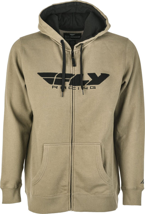Fly Racing Corporate Zip Up Hoodie (Tan/Black, Large) 354-0194L