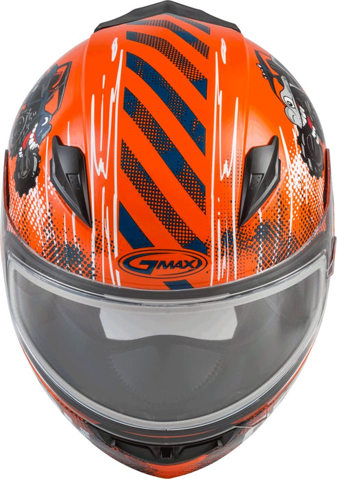 Gmax Gm-49Y Beasts Youth Full-Face Cold Weather Helmet (Orange/Blue/Grey, Youth