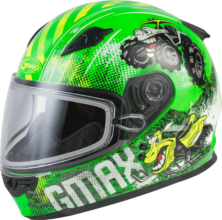 GMAX GM-49Y Beasts Youth Full-Face Cold Weather Helmet (Neon Green/Hi-Vis, Youth