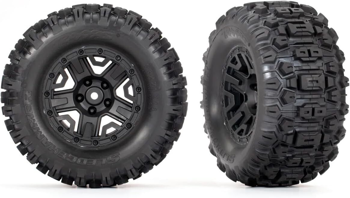 Traxxas 3778 Tires/Wheels, Black 2.8' Wheels, Sledgehammer Tires, Inserts (2)