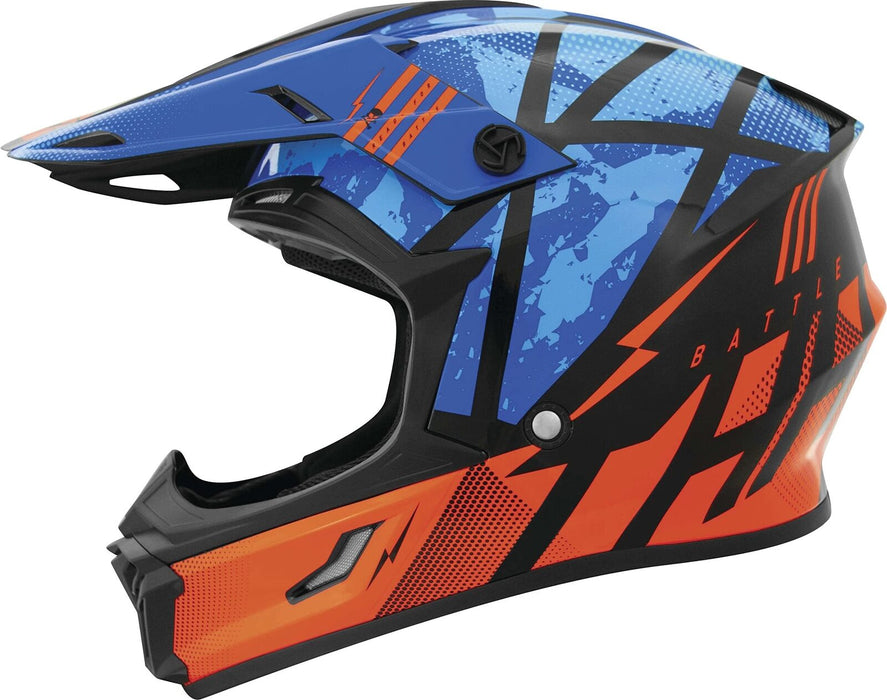 Thh T710X Battle Adult Street Motorcycle Helmet Blue/Orange X-Large 646380