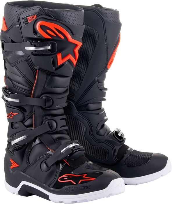 Alpinestars Tech 7 Enduro Boots Black/Red Flou Size 11 2012114-1030-11