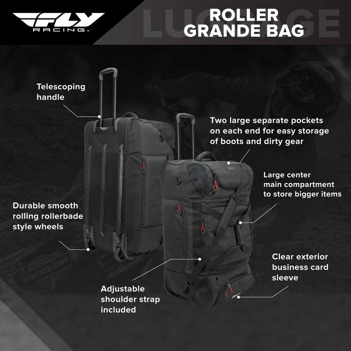 Fly Racing Black Roller Grande Wheeled Gear Bag 28-5225