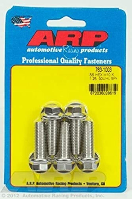 ARP 763-1003 M10 x 1.25 x 30 mm Stainless Steel Hex Bolts, Pack of 5