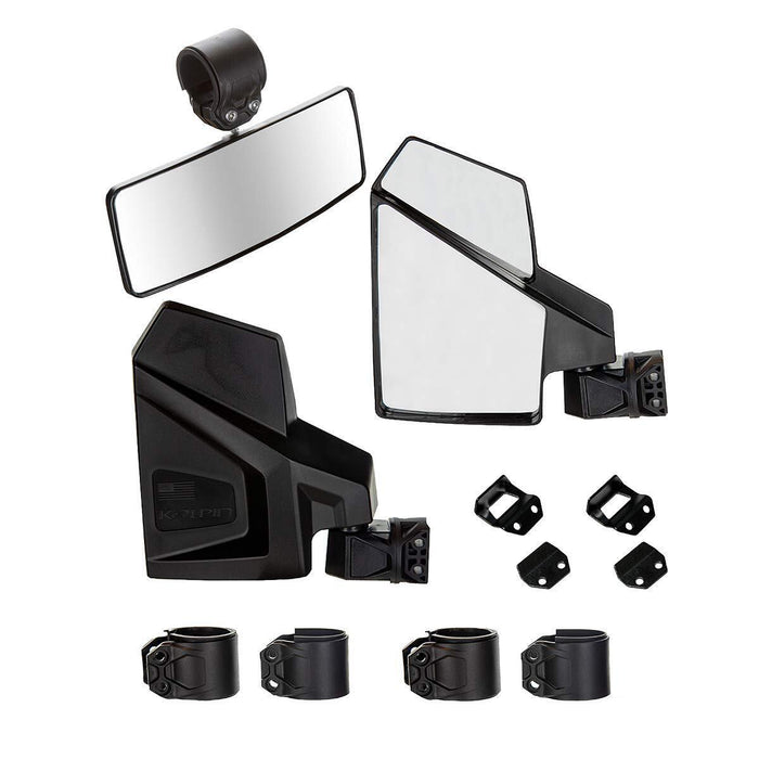 Kolpin 98312 Black UTV Side Rear Mirror Combo Package