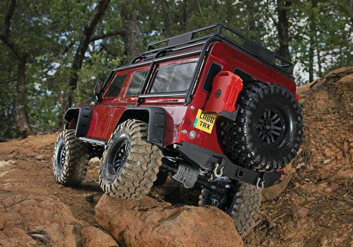 Traxxas 82056-4RED Trail Rock Crawler with Land Rover Defender Body&#44; Red
