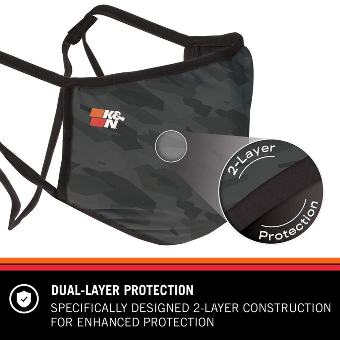 K&N Face Mask: Double Layer Polyester Mask For Increased Protection; Washable,