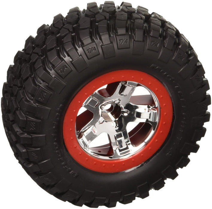 Traxxas Km2 Tires On Red Bead Locks, Slash Vxl, 2-Piece, 17-Pack 5869