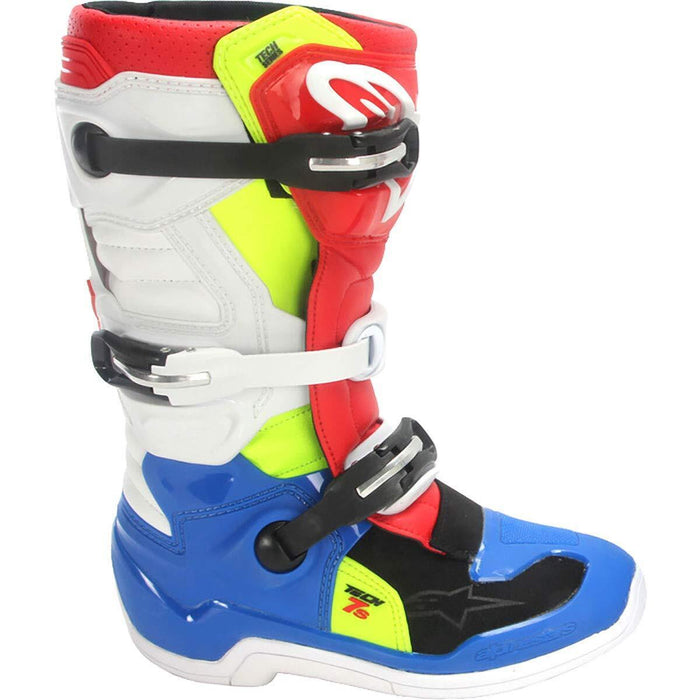 Alpinestars Youth Tech 7S Boots 6 Blue/White/Red/Yellow 2015017-7025-6