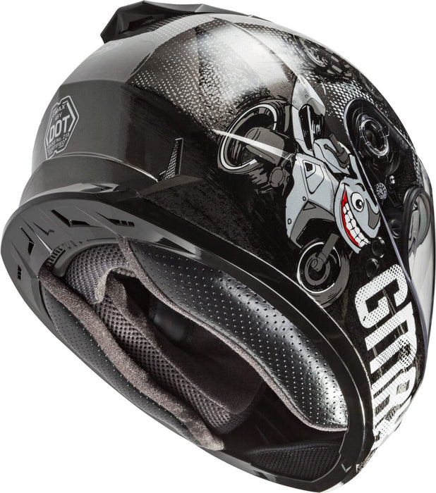 Gmax Gm-49Y Beasts Youth Full-Face Helmet (Dark Silver/Black, Youth Medium)