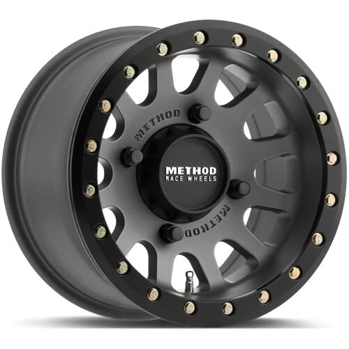 Method MR401 UTV Beadlock 15x6 / 5+1/53mm Offset / 4x156 / 132mm CB Titanium Wheel- Matte Black Ring MR40156046851B