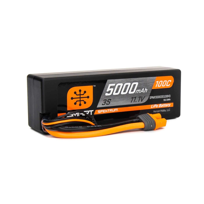 Spektrum 11.1V 5000mAh 3S 100C Smart Hardcase LiPo Battery: IC3, SPMX50003S100H3