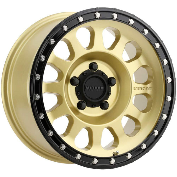 Method MR315 20x10 / 5x5.5 BP / -18mm Offset / 108mm CB Gold Black Lip Wheel MR31521055118N