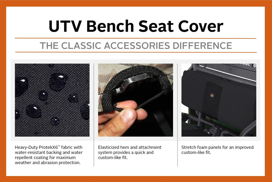 Classic Accessories QuadGear UTV Bench Seat Cover, Fits Polaris® Ranger Full Size, 800, 6x6 800, Diesel (2015 models and older), Black