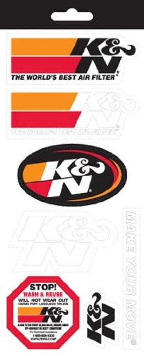 K&N Sticker Sheet 4.5In X 10.5In (7 Different Stickers Oem) Good Quality