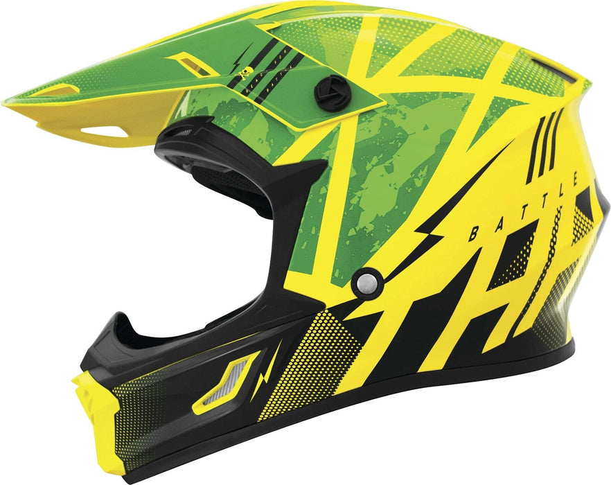 Thh T710X Battle Adult Street Motorcycle Helmet Green/Black Large 646385